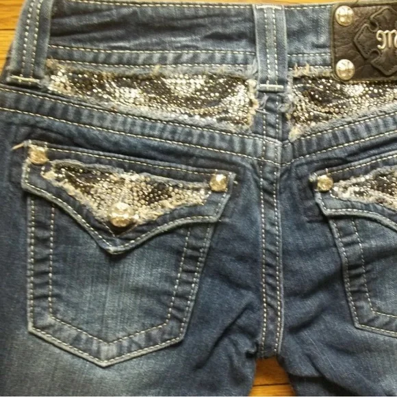 Miss Me Jeans Bling Rhinestones Crystal Studs Boot Cut JP5124B7 SZ 27 Inseam 34 - Picture 11 of 11